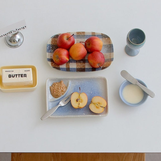 Blue Speckled Divided Plate
