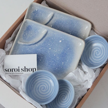 Blue Speckled Divided Plate