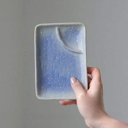 Blue Speckled Divided Plate