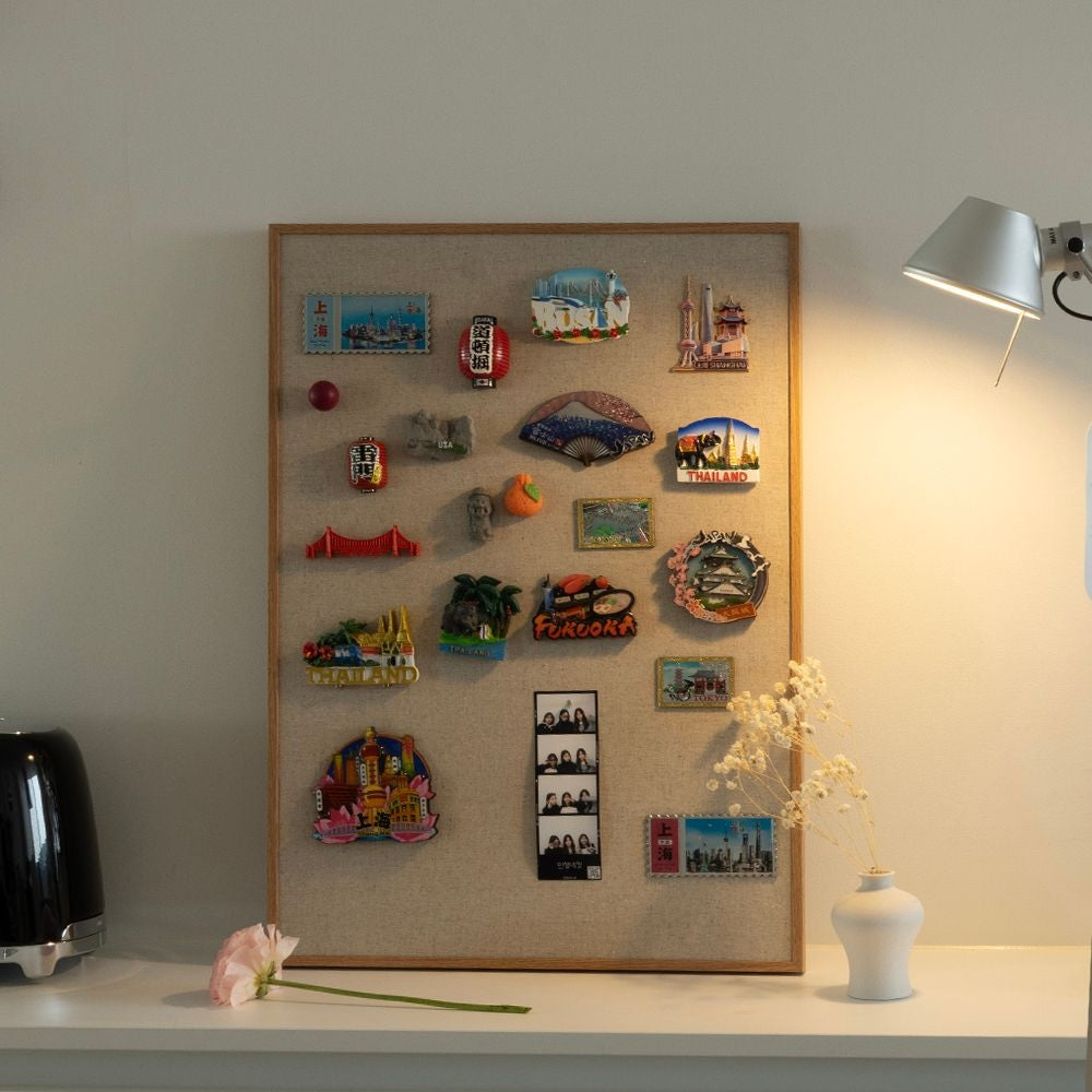 Wood-Framed Linen Magnetic Board