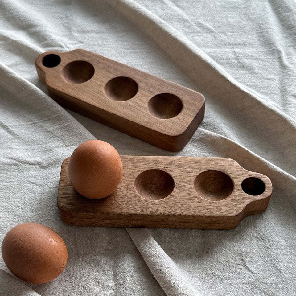 Acacia Wood Natural Egg Tray (3-Slot)