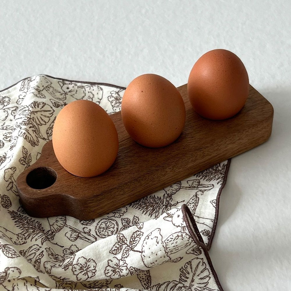 Acacia Wood Natural Egg Tray (3-Slot)