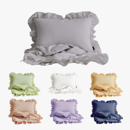 Pop Frill Seersucker Summer Comforter & Pillowcase Set