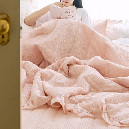 Pop Frill Seersucker Summer Comforter & Pillowcase Set