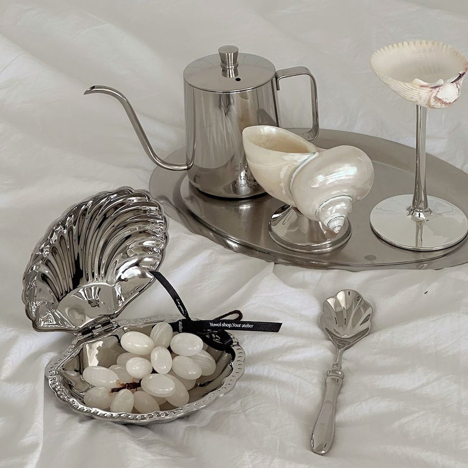 Vintage Stainless Steel Shell Tray